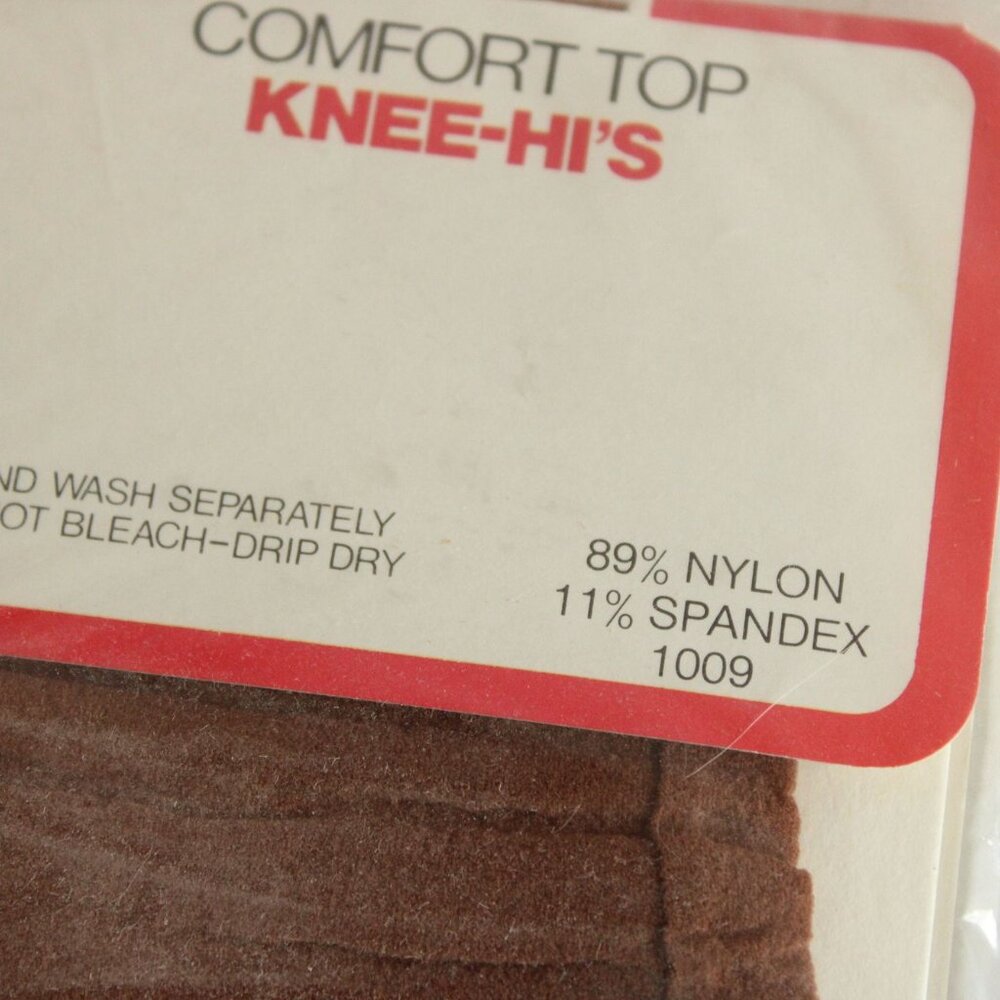 Vintage 1980s 1990s Knee High Stockings, New NOS Comfort Top Beige, Average Size - Picture 5 of 10